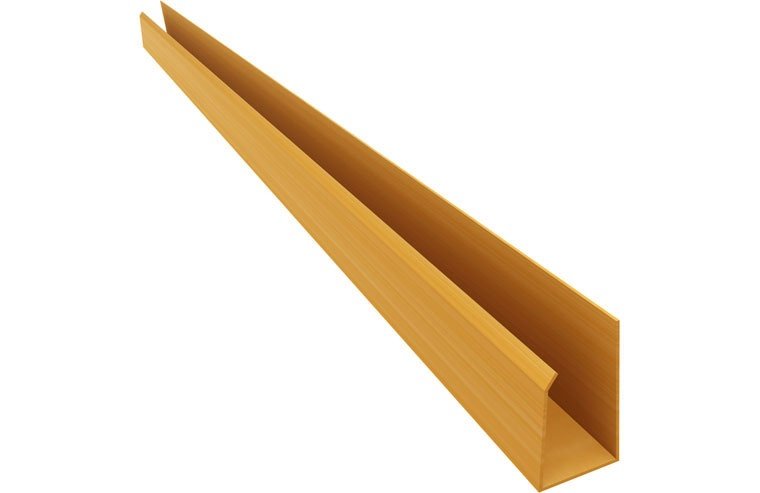 PERFIL Perimetral Tipo J Castaña 3 metros de largo para machimbre de 7 mm