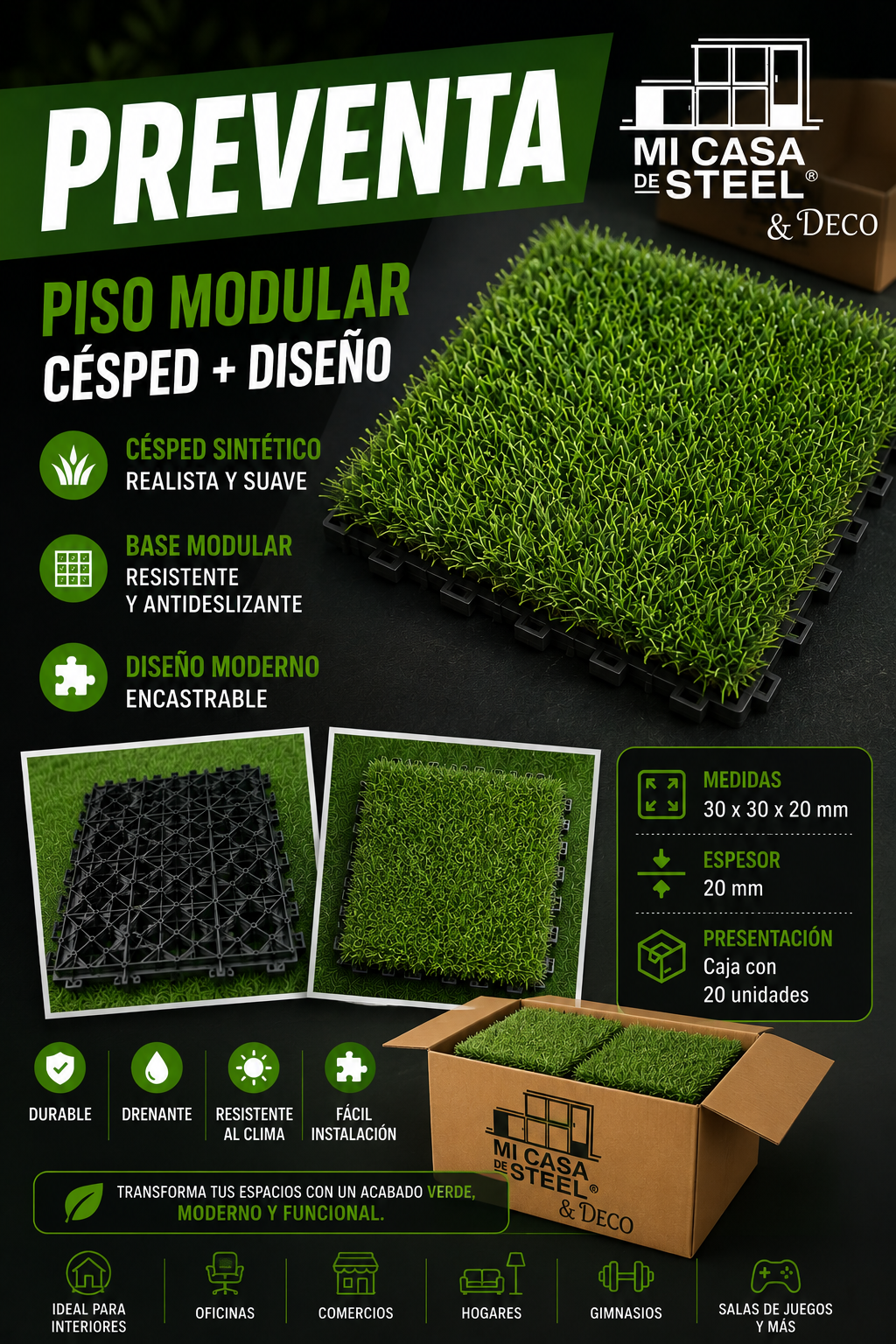 PISO ENCASTRABLE CÉSPED
