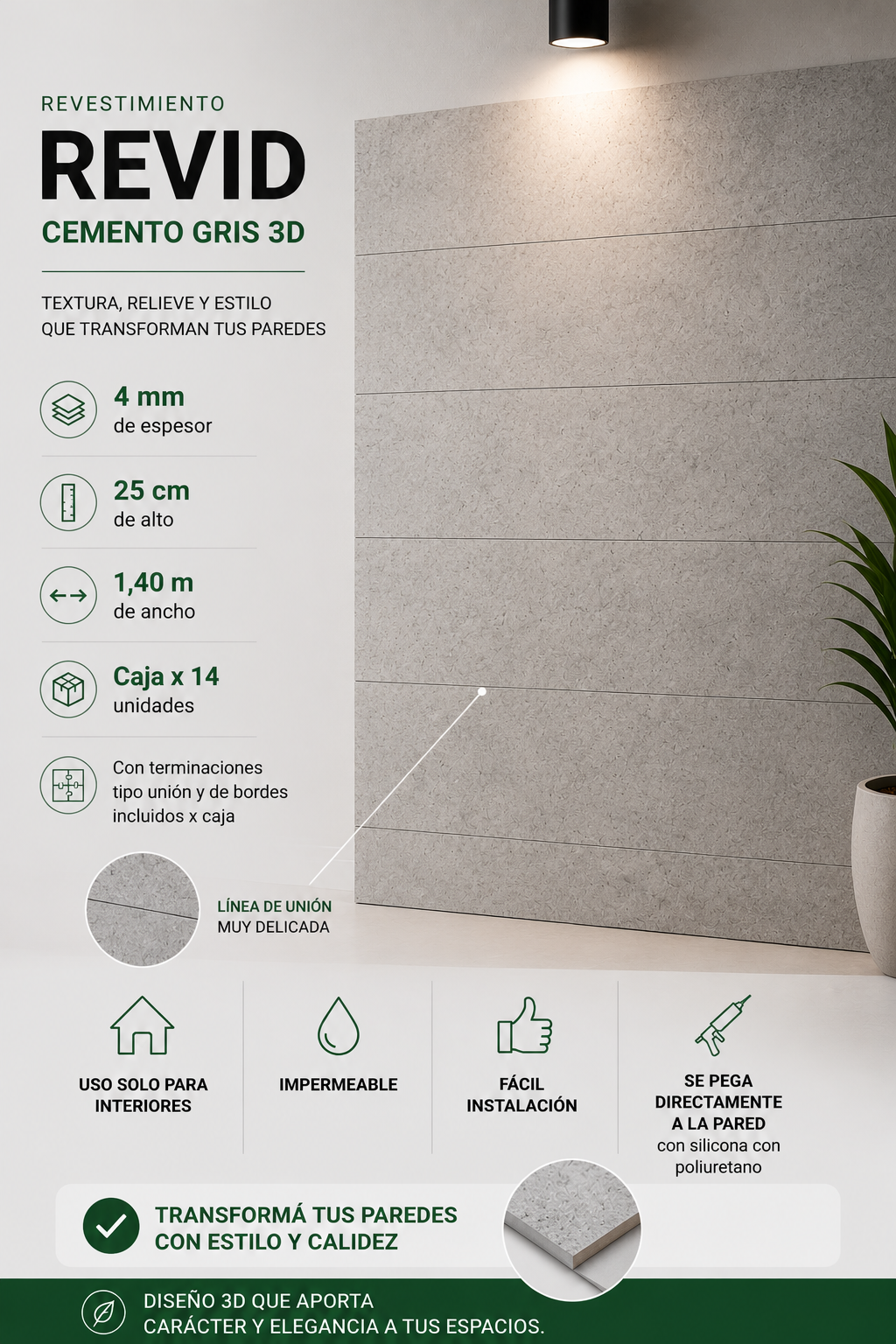Revestimiento PVC Simil Hormigon