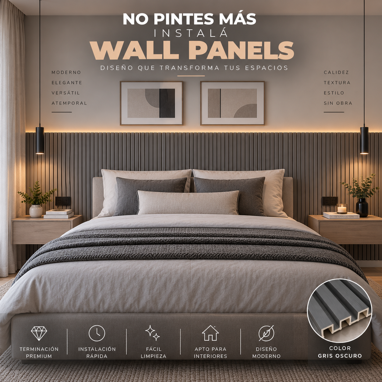 VARILLADO GRIS OSCURO PVC INTERIOR - Imagen 2